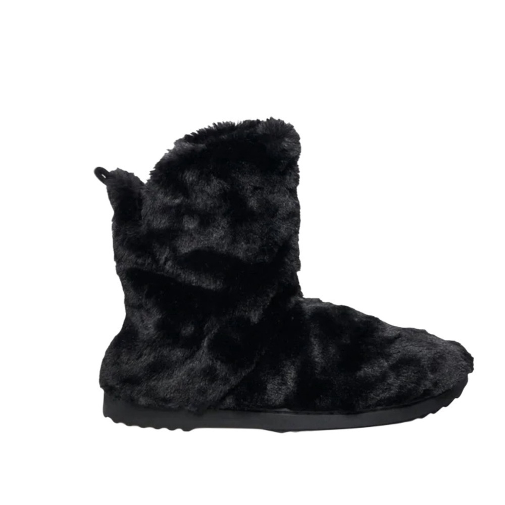 Sonoma Black Faux Fur Slippers